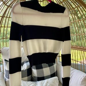 Cropped black and white striped sweater